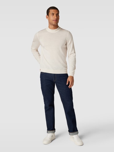 BOSS Gebreide pullover met ronde hals, model 'Bjarno' Offwhite - 1