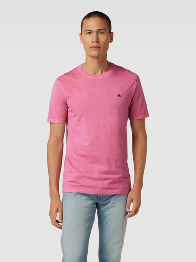 Scotch & Soda T-shirt z wyhaftowanym logo Fuksja melanż 4