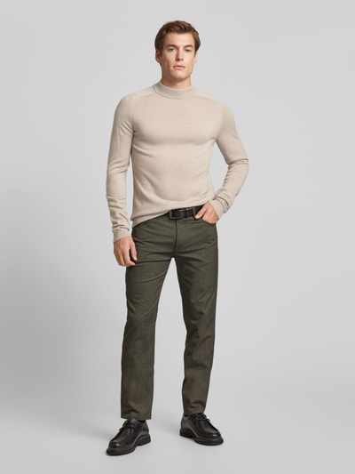 CG - Club of Gents Gebreide pullover met structuurmotief, model 'Bertie' Beige - 1