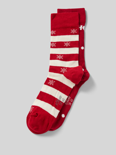 s.Oliver RED LABEL Socken aus Bio-Baumwoll-Mix mit weihnachtlichen Designs Rot 1