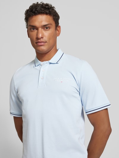 Jack & Jones Premium Poloshirt mit Label-Print Hellblau 3