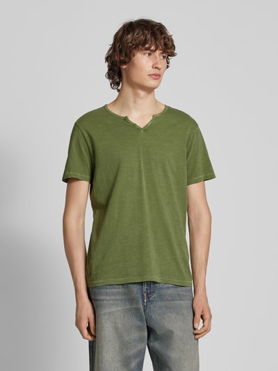 Blend T-Shirt mit Serafino-Ausschnitt Oliv 4