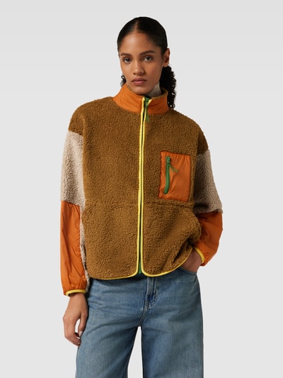 Jake*s Casual Sweatjack met teddybont Hazelnootbruin - 4