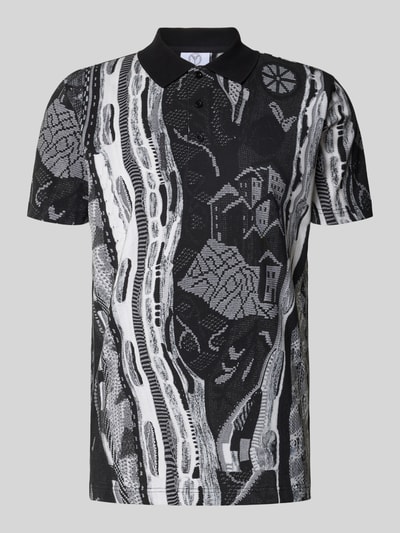 CARLO COLUCCI Regular fit poloshirt met korte knoopsluiting Antraciet gemêleerd - 2