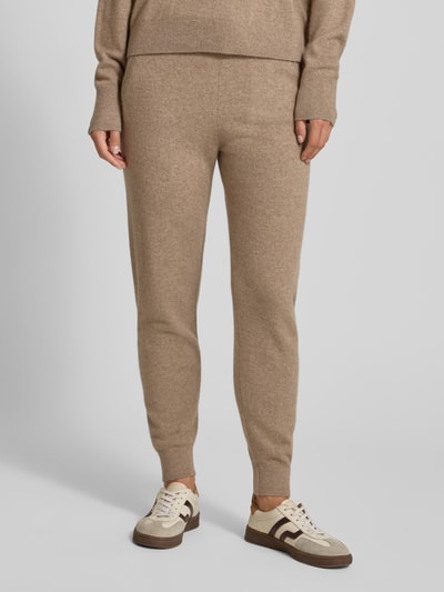 Jake*s Casual Joggingbroek van kasjmier met elastische band Hazelnoot - 4