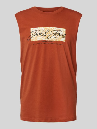 Jack & Jones Tanktop mit Label-Print Modell 'SPLIT' Rostrot 2