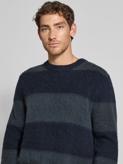 Wood Wood Gebreide pullover met ribboorden, model 'Levi' Marineblauw - 3