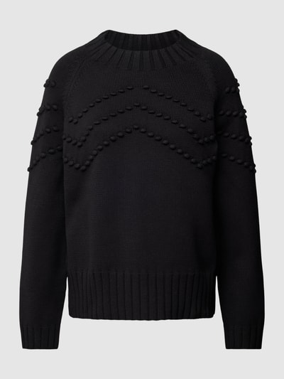 More & More Sweter z dzianiny z ozdobnym obszyciem Czarny 2