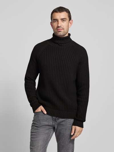 HUGO Rollkragenpullover mit Teilungsnähten Modell 'Sigur' Black 4