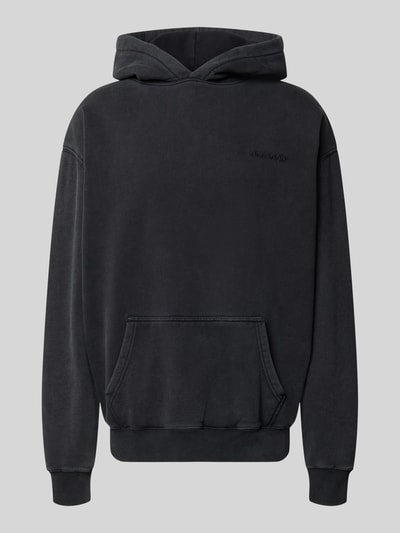 Produktfoto, Oversized Hoodie aus Baumwoll-Mix von PEGADOR in Schwarz mit Logo-Stickerei, gerippten Bündchen und Kängurutasche