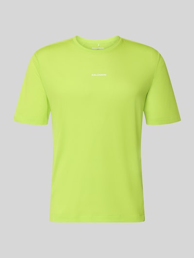 Productfoto, Funktionsshirt met ronde hals en logo van Salomon in regular fit, ruglengte maat M 69 cm, helder limegroen, gladde textuur