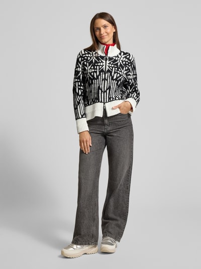 Marc Cain Kurtka z dzianiny z dodatkiem żywej wełny i stójką Czarny 1