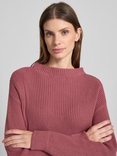 Jake*s Casual Strickpullover mit gerippten Abschlüssen Altrosa 3