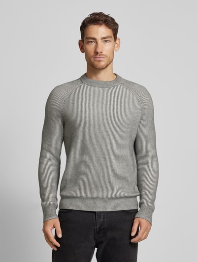 Marc O'Polo Sweter z dzianiny o kroju regular fit z mieszanki bawełny ekologicznej i żywej wełny Antracytowy 4