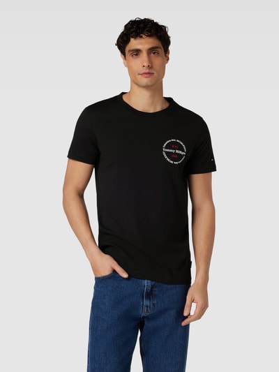 Tommy Hilfiger T-shirt o kroju slim fit z okrągłym dekoltem Czarny 4