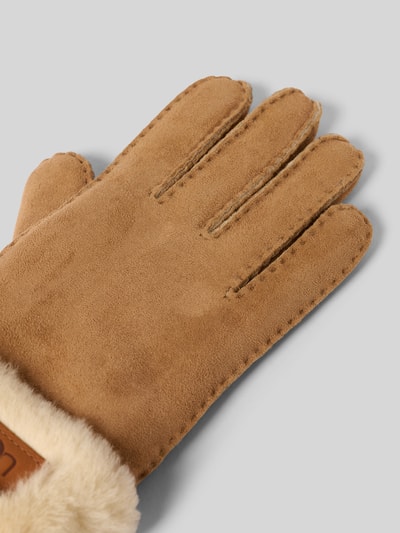 UGG Handschoenen van lamsleer met labeldetail Camel - 3