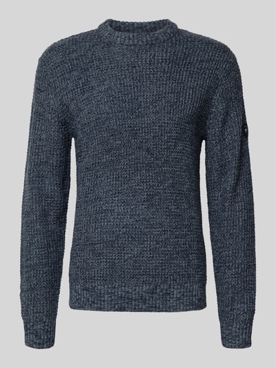 Jack & Jones Strickpullover mit gerippten Abschlüssen Modell 'LINK' Dunkelblau Melange 2
