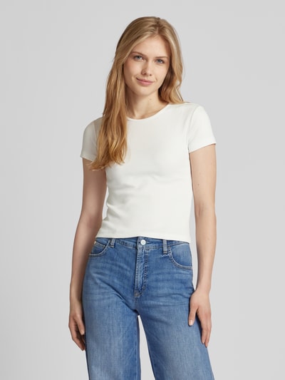 Vero Moda T-shirt z prążkowaniem model ‘CHLOE’ Biały 4