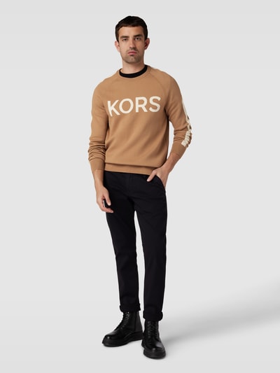 Michael Kors Bluza z detalem z logo Beżowy 1