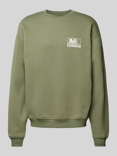 Multiply Apparel Oversized Sweatshirt mit Label-Print Oliv 2