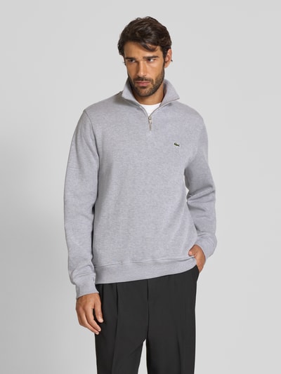 Lacoste Bluza z kołnierzem o kroju regular fit z czystej bawełny Jasnoszary 4