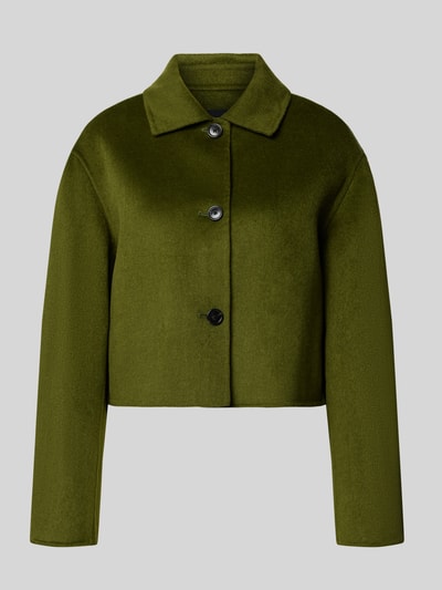 MANGO Jacke aus Lanawoll-Mix mit Knopfleiste Modell 'ALEX' Oliv 1
