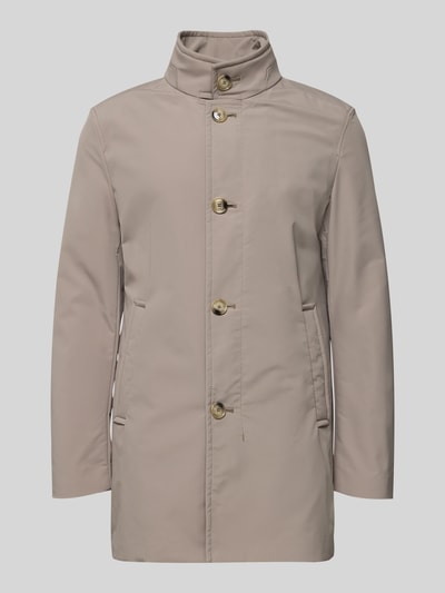 Produktfoto, Regular Fit Kurzmantel mit Stehkragen Modell 'FYNN' von Strellson in unifarbenem Beige, Twillstruktur, Napoleontasche, Knopfleiste.