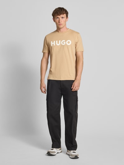 HUGO T-Shirt mit Label-Print Modell 'DULIVIO' Beige 1