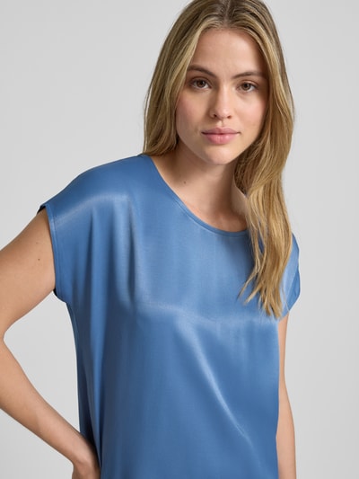 More & More Relaxed fit T-shirt van viscosemix met ronde hals Rookblauw - 3