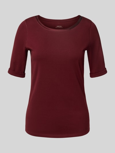 Marc Cain Regular fit T-shirt van katoenmix met 1/2-mouwen Bordeaux - 2