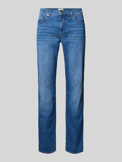 Produktfoto, Jeans im Used-Look Modell 'Cadiz' von BRAX, blauer Baumwoll-Mix mit Stretch-Anteil, Regular-Fit, Eingrifftaschen, Used-Look.