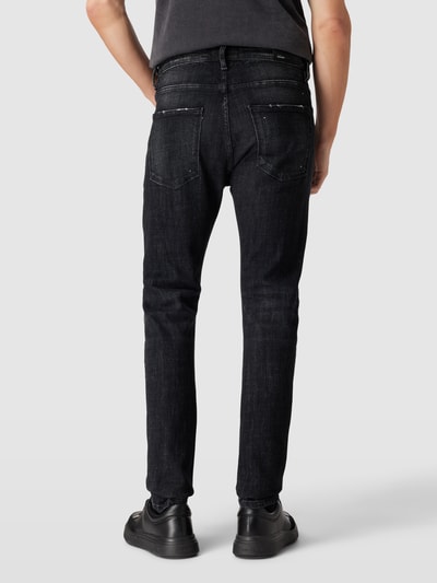 ELIAS RUMELIS Tapered fit jeans in destroyed-look, model 'Noel' Zwart - 5