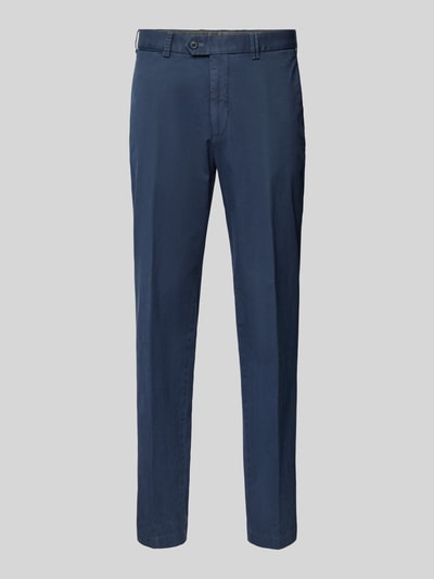 Hiltl Slim fit broek met persplooien, model 'Teaker' Donkerblauw - 2