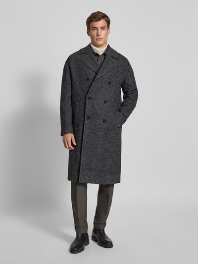 Matinique Regular fit lange wollen jas met viscose, model 'Bullmer' Antraciet - 4