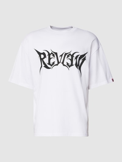 REVIEW T-shirt o kroju oversized z nadrukiem z logo TECHNO Biały 2