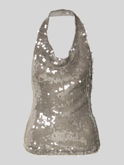 Mango Blusentop mit Neckholder Silber 2