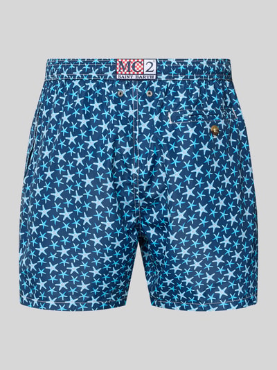 Produktfoto, Badehose im Allover-Look Modell 'LIGHTING MICRO FANTASY' von MC2 Saint Barth, krój regular fit, niebieski wzór gwiazd, elastyczny pas