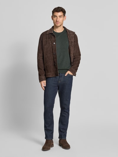 Marc O'Polo Regular fit pullover van katoenmix met scheerwol Grafiet - 1