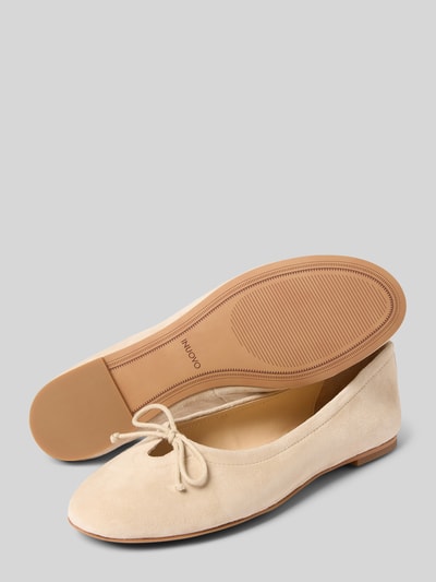 INUOVO Ballerina's van leer met strikdetail Zand - 4