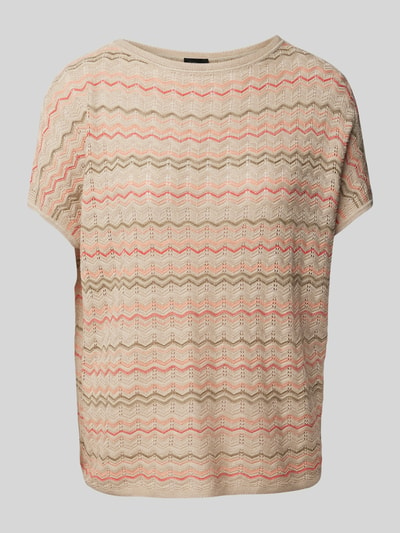 s.Oliver BLACK LABEL Loose Fit Stricktop aus Viskose-Mix mit Zackenmuster Sand 2