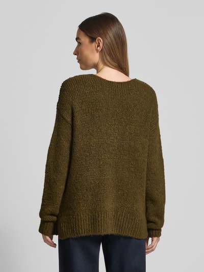 Milano Italy Strickpullover mit Rundhalsausschnitt Khaki 5