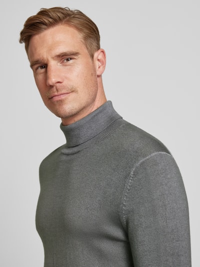 OLYMP Level Five Slim Fit Strickpullover mit Rollkragen Stein 3