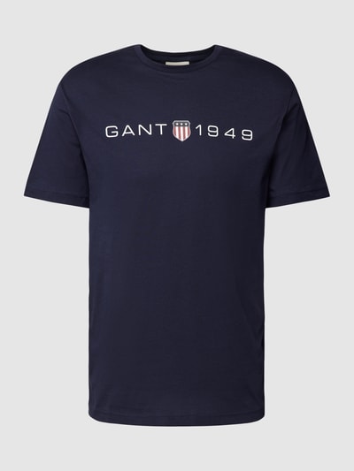 Gant T-shirt met labelprint Marineblauw - 2