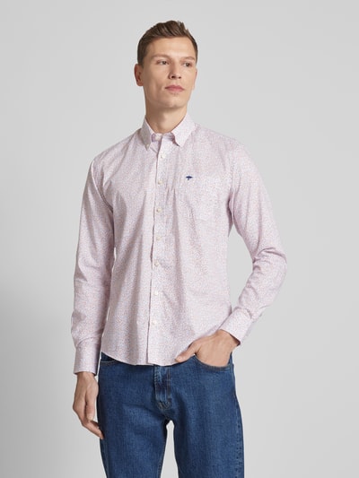 Fynch-Hatton Koszula casualowa o kroju slim fit we wzory na całej powierzchni Camel melanż 4