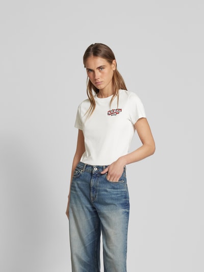 Kenzo T-Shirt mit floralem Label-Stitching Offwhite 4