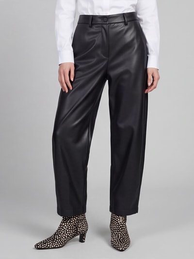 Raffaello Rossi Regular Fit Leder- / Kunstlederhose mit Label-Detail Modell 'PHIBI' Black 4