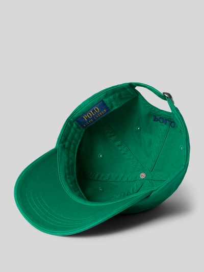 Productfoto, Basecap uit pure katoen van Polo Ralph Lauren, effen groen met logo-applicatie, geborduurde luchtgaatjes, verstelbare sluiting
