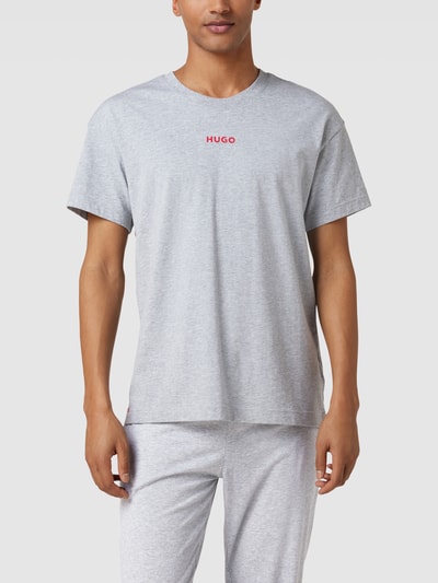 HUGO T-Shirt mit Label-Print Modell 'Linked' Mittelgrau Melange 4