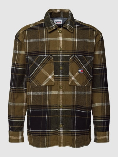 Tommy Jeans Overshirt Fit Freizeithemd mit Tartan-Karo Oliv 2