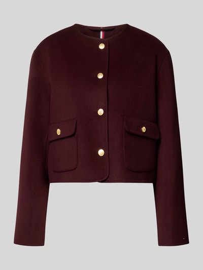 Tommy Hilfiger Żakiet krótki o kroju regular fit z mieszanki wełny Bordowy 2